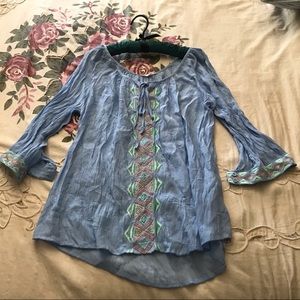 Cute blue boho blouse